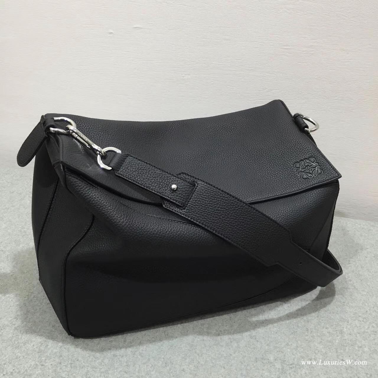 Loewe Puzzle bag 系列 黑色 特大號無手柄 自由折疊幾何拼圖包