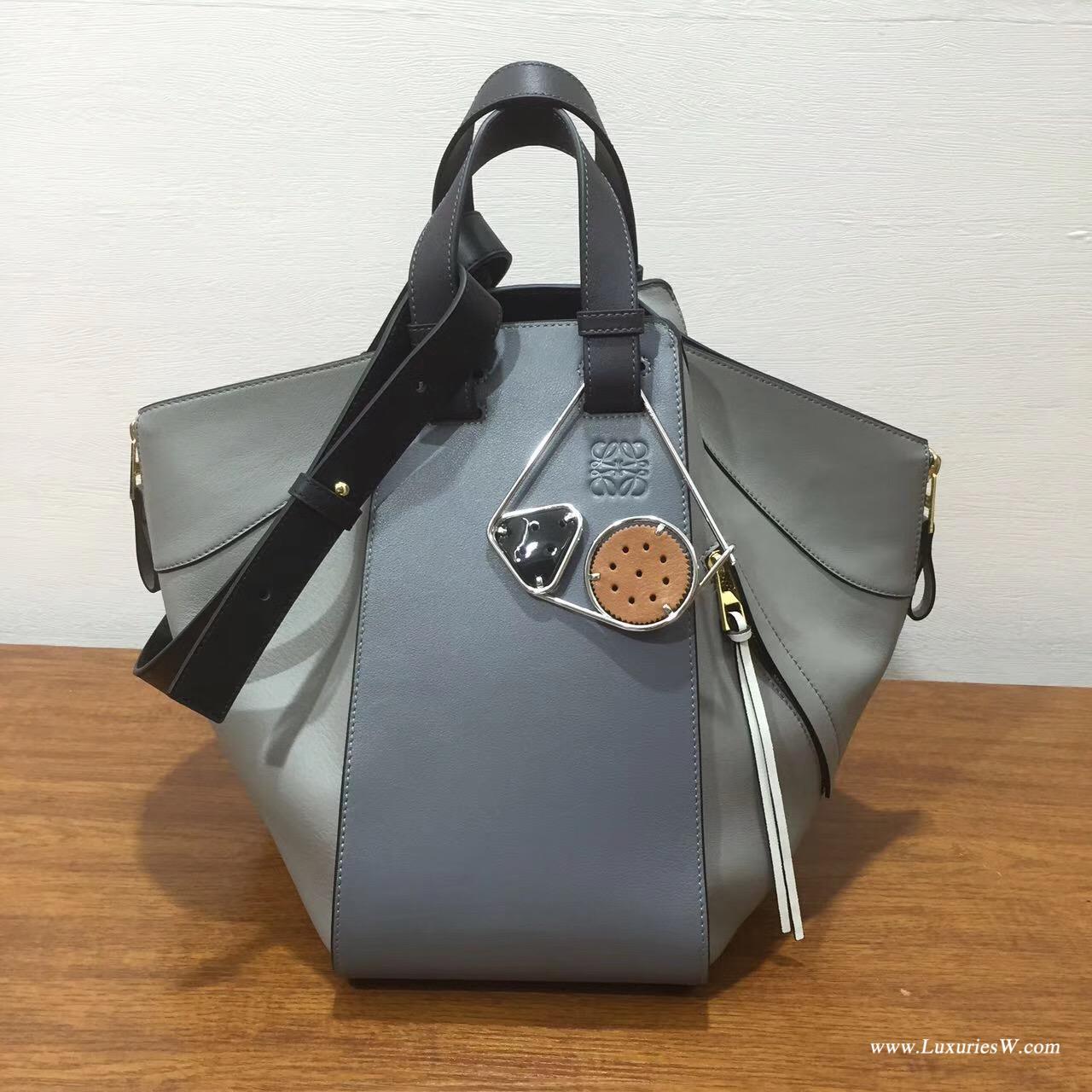 Loewe羅意威進口的柔軟小牛皮 hammock  bag Grey Multitone