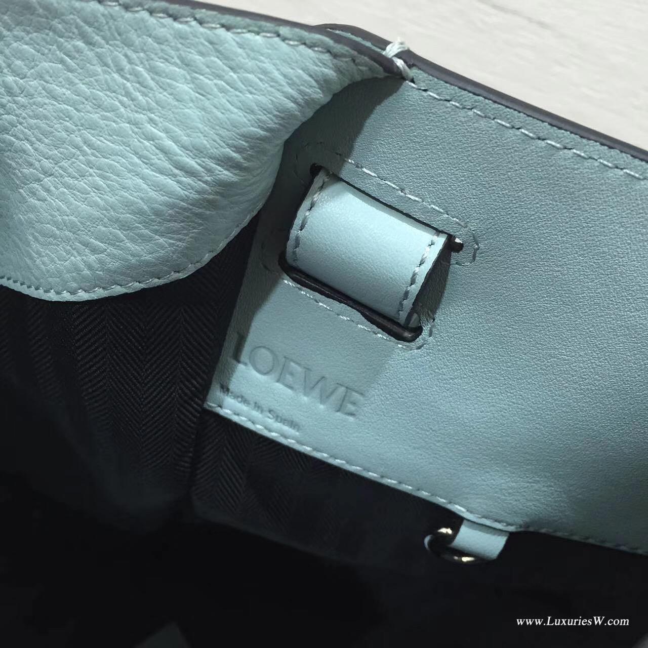Loewe進口的柔軟小牛皮 hammock bag 大號冰藍（水綠色）