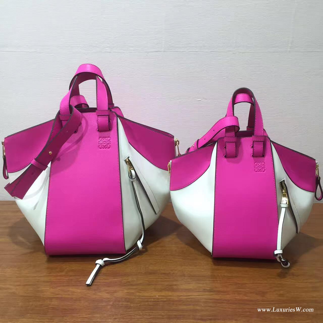 Loewe采用進口的柔軟小牛皮 Hammock Small Bag Shocking Pink/White