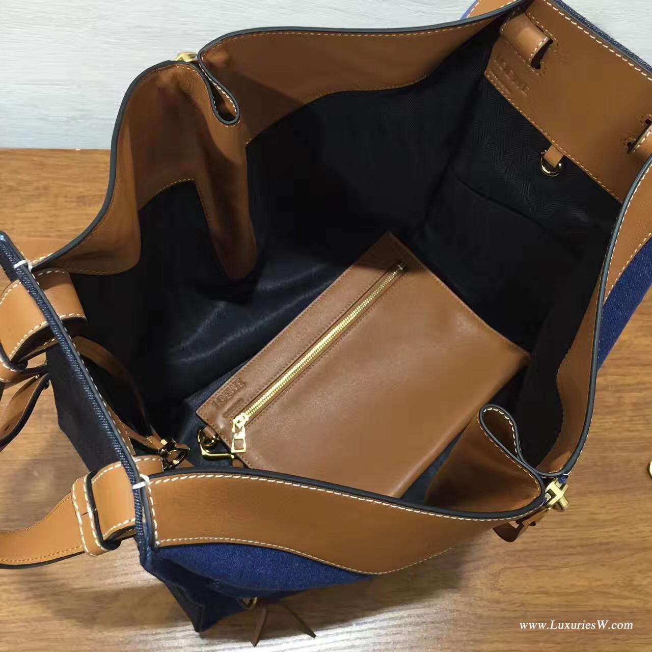 羅意威 Hammock bag 2017春夏 牛皮搭配牛仔拼接系列大號吊床包