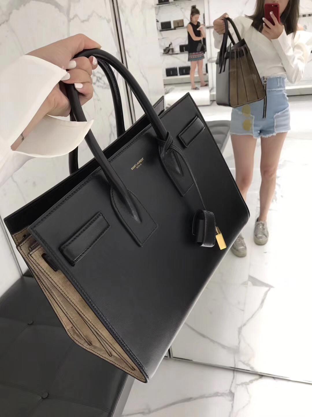 ysl Saint Laurent 經典Baby SAC DE JOUR 32cm黑配土黃