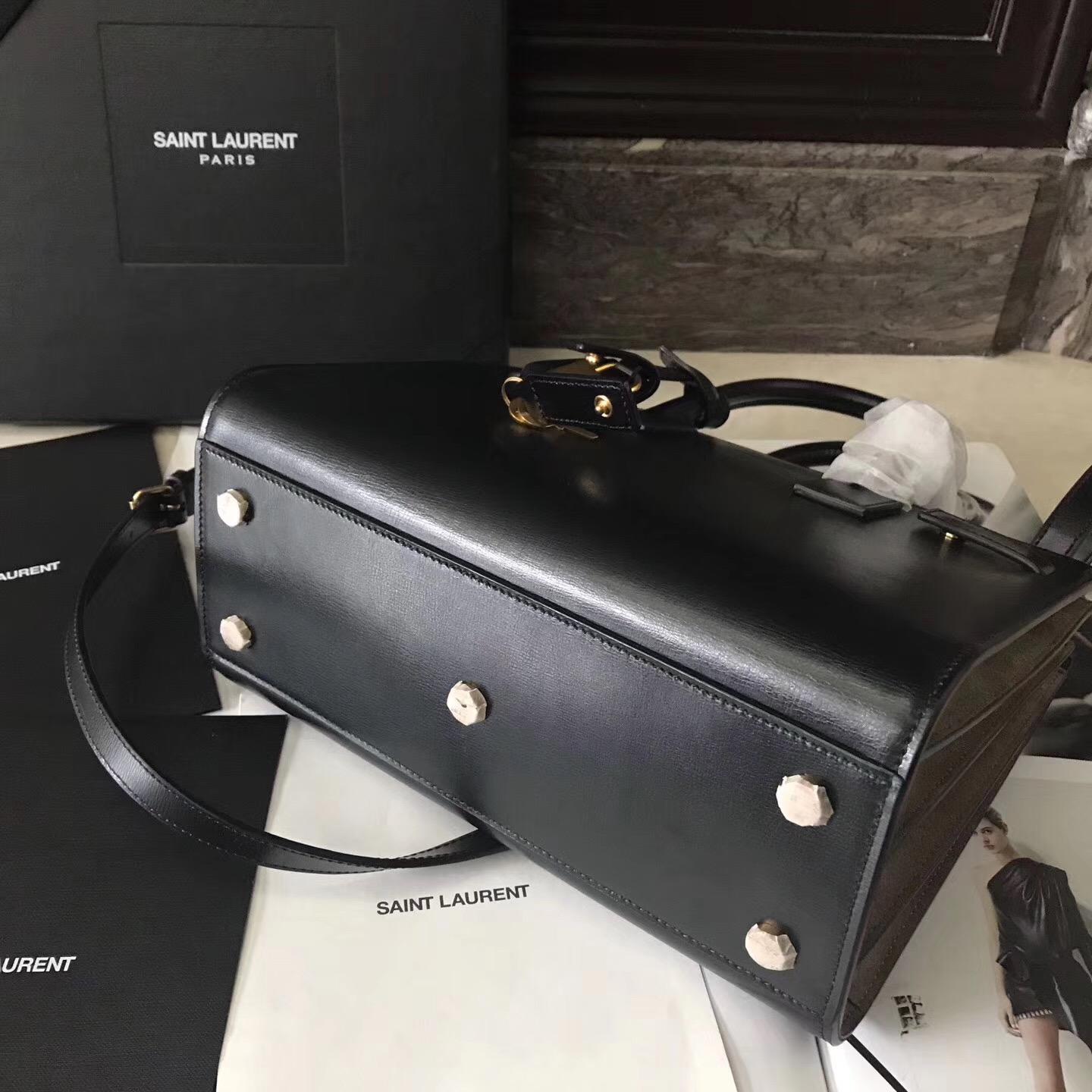 ysl Saint Laurent 經典Baby SAC DE JOUR 26cm黑配土黃