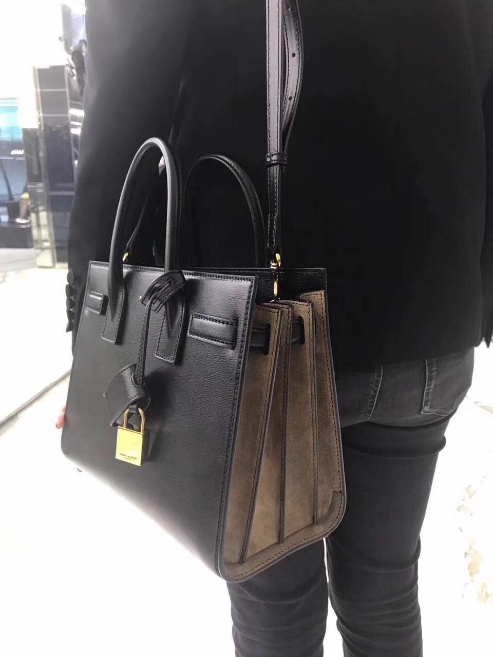 ysl Saint Laurent 經典Baby SAC DE JOUR 26cm黑配土黃