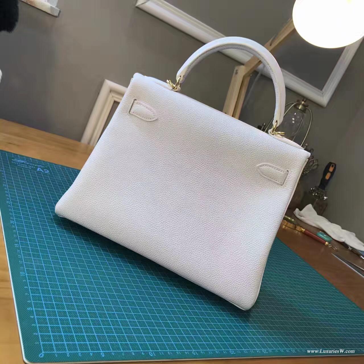 愛馬仕凱莉包 Kelly Bag 28cm togo Blanc 純白銀扣到貨