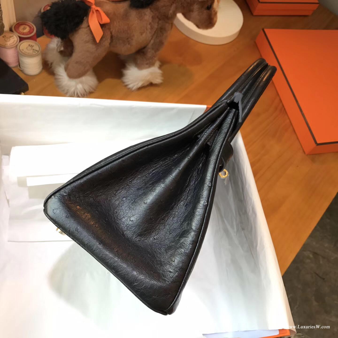 愛馬仕 鉑金包Hermes Birkin 30 鴕鳥 CK89 Nior黑色