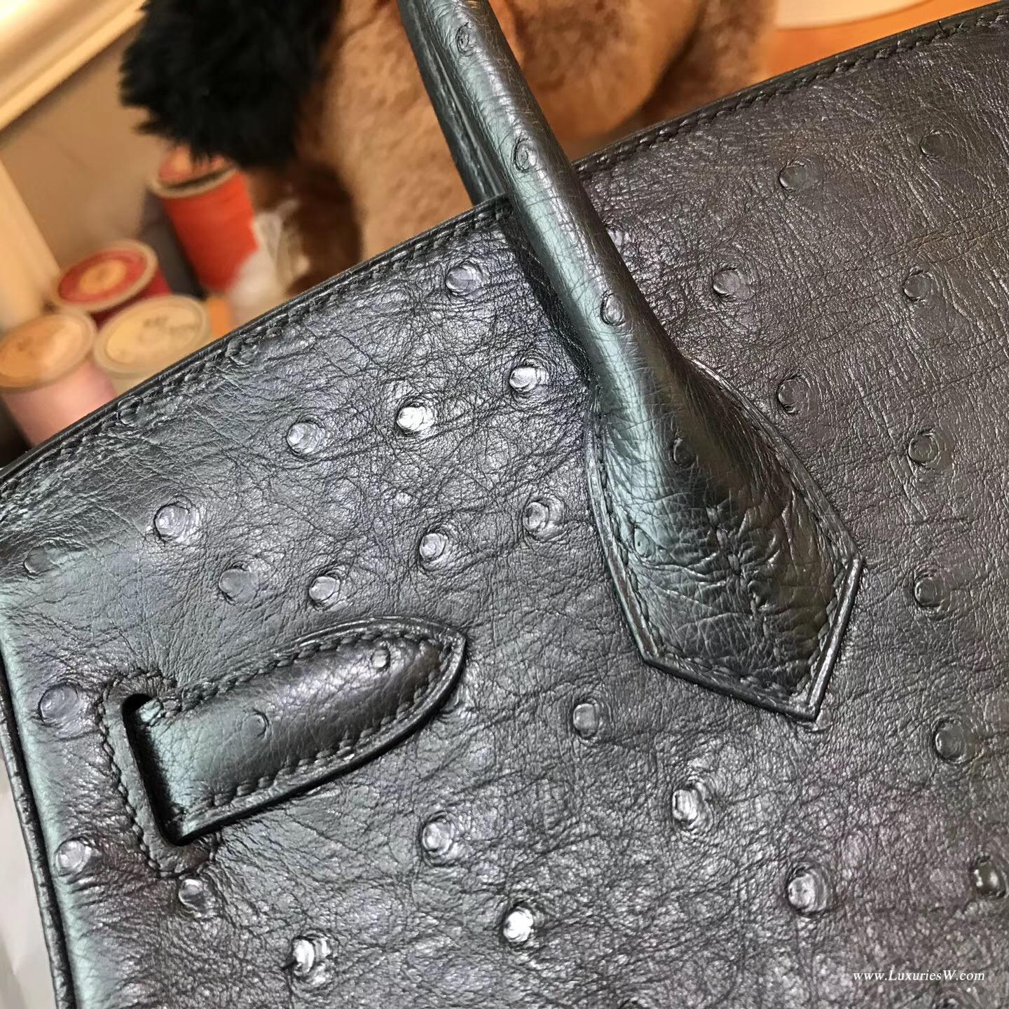 愛馬仕 鉑金包Hermes Birkin 30 鴕鳥 CK89 Nior黑色