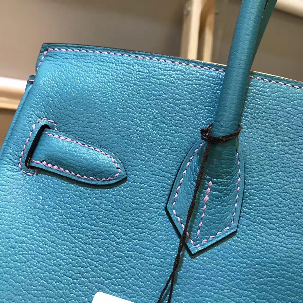 愛馬仕鉑金包 Hermes birkin Bag 30cm 超美的藍綠混合色 金扣金屬