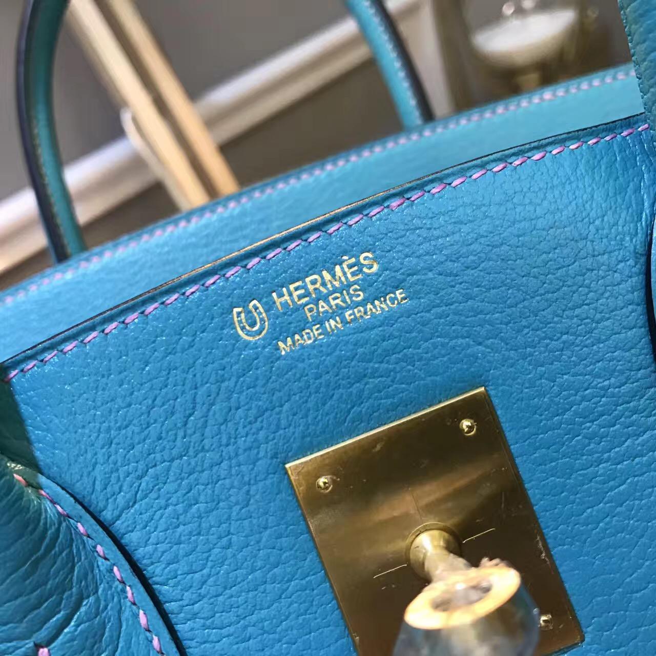 愛馬仕鉑金包 Hermes birkin Bag 30cm 超美的藍綠混合色 金扣金屬