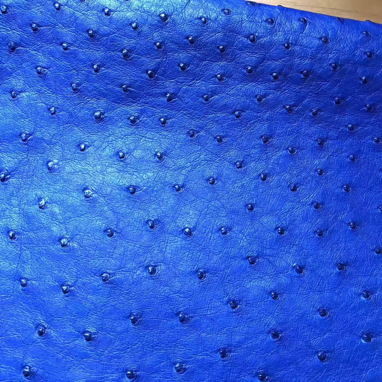 鴕鳥皮是世界上最名貴的優質皮革 7T Blue Electric電光藍 鴕鳥皮