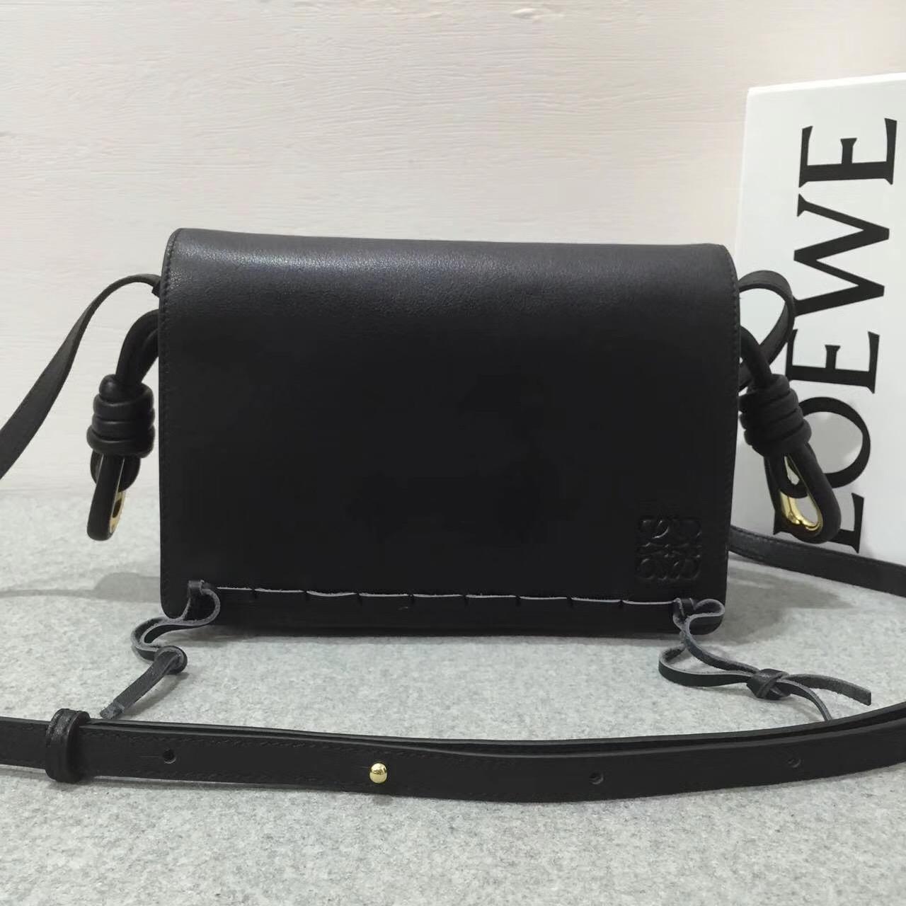 LOEWE羅意威女包 Flamenco Flap Laced Small Bag 黑色