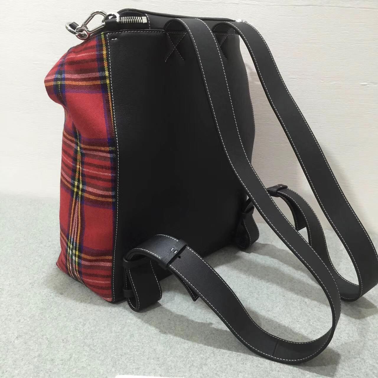 羅意威雙肩背包 loewe Goya Tartan Backpack Black/Red Tartan