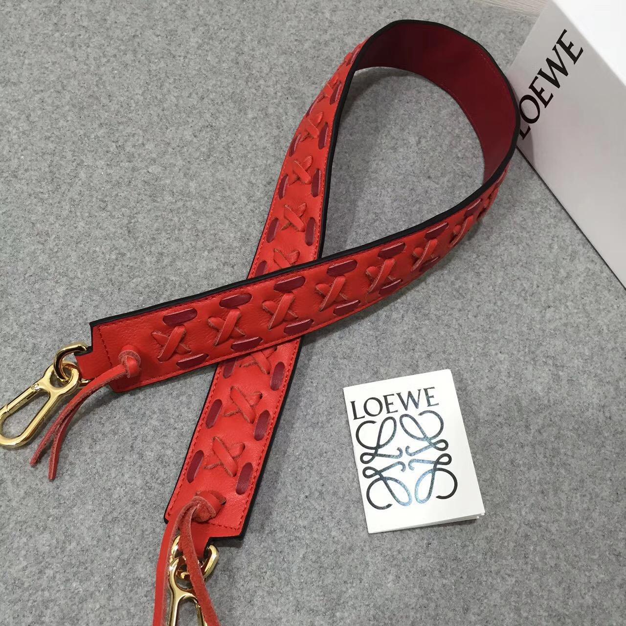 Loewe羅意威拼色編織肩帶 Laced Strap Rouge/Red