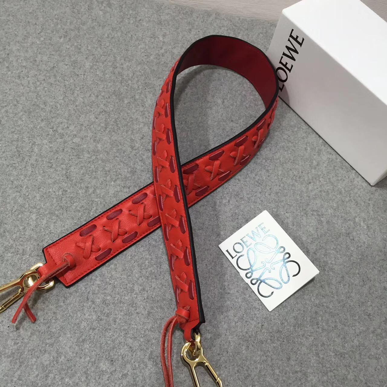 Loewe羅意威拼色編織肩帶 Laced Strap Rouge/Red