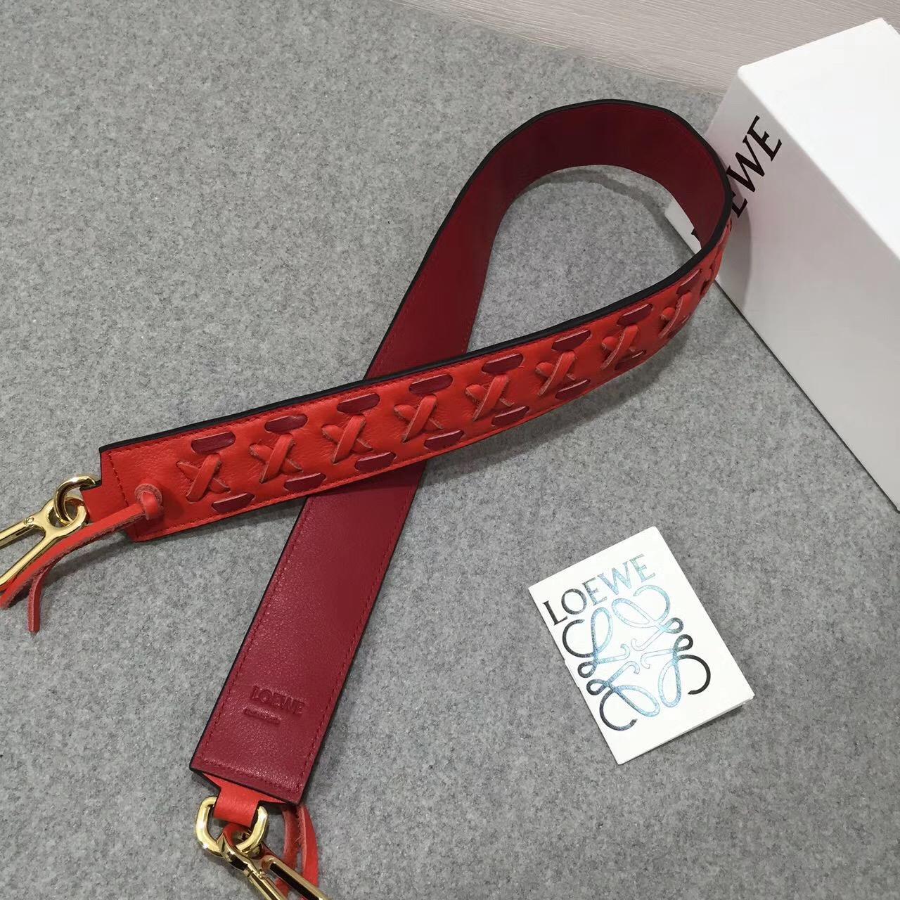 Loewe羅意威拼色編織肩帶 Laced Strap Rouge/Red