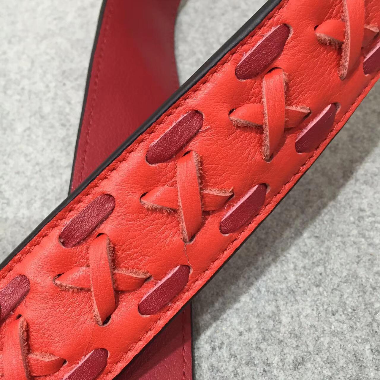 Loewe羅意威拼色編織肩帶 Laced Strap Rouge/Red