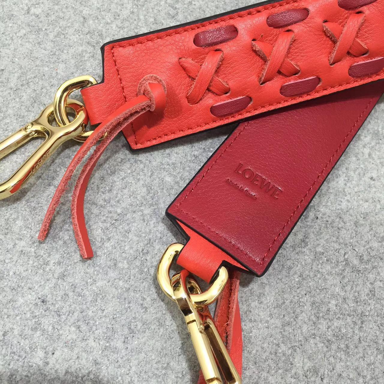 Loewe羅意威拼色編織肩帶 Laced Strap Rouge/Red