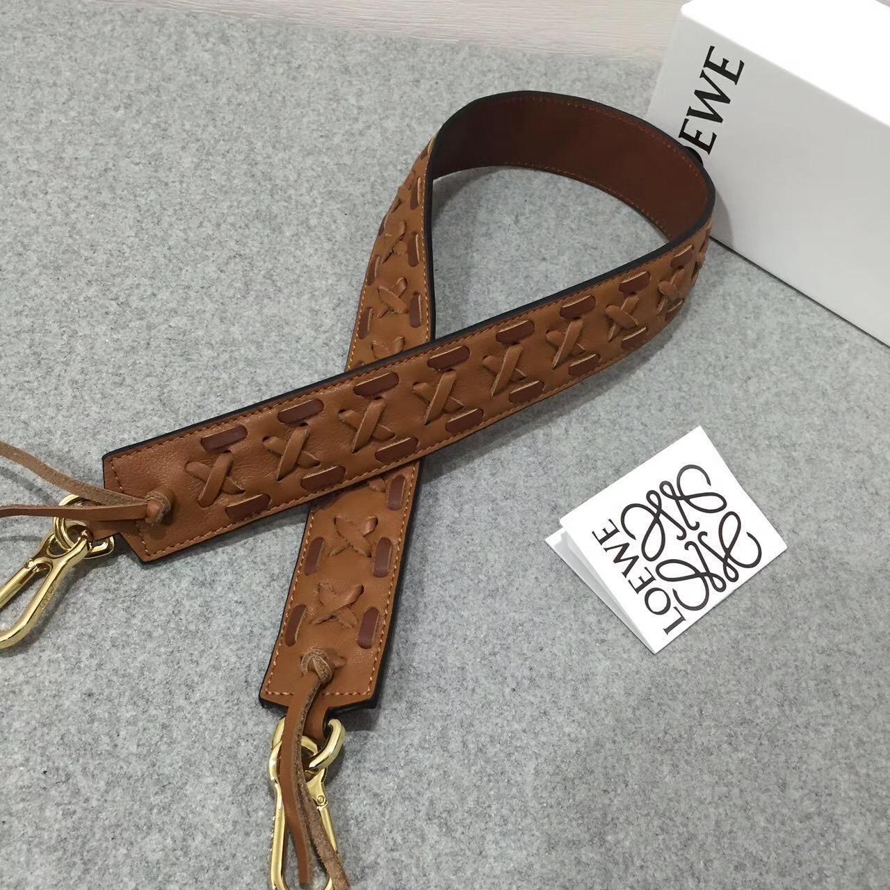 羅意威loewe Laced新款拼色編織肩帶 Strap 棕色