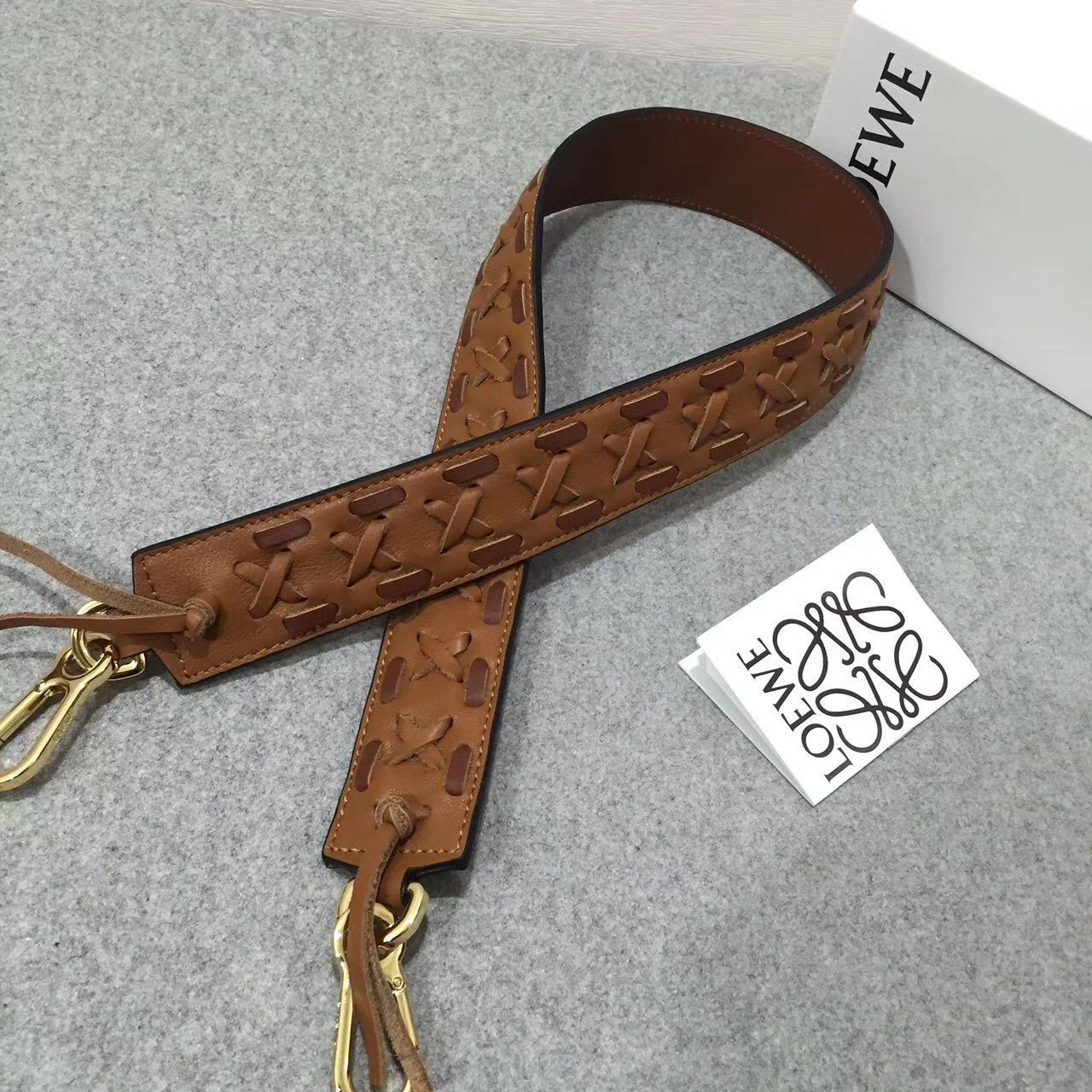 羅意威loewe Laced新款拼色編織肩帶 Strap 棕色