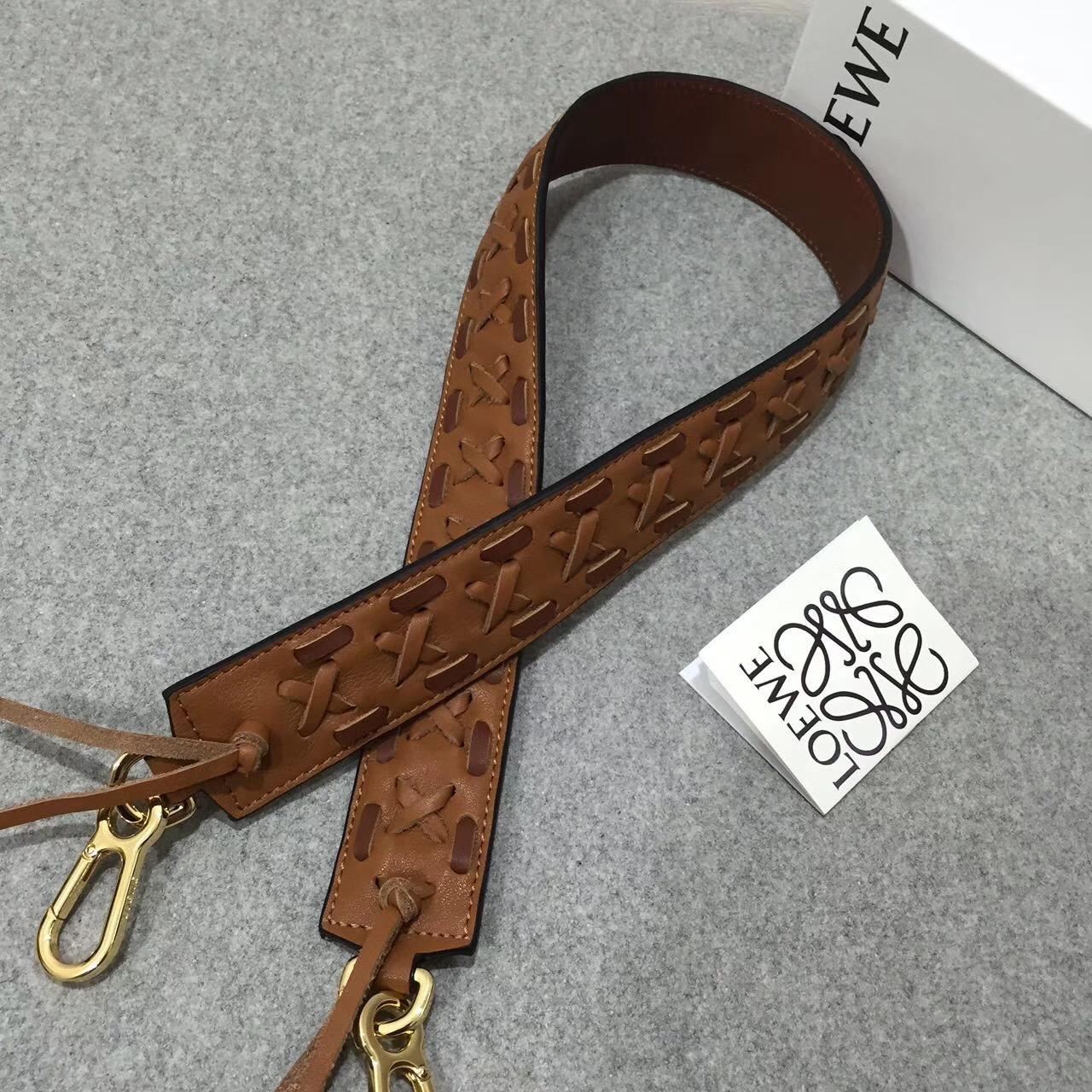 羅意威loewe Laced新款拼色編織肩帶 Strap 棕色