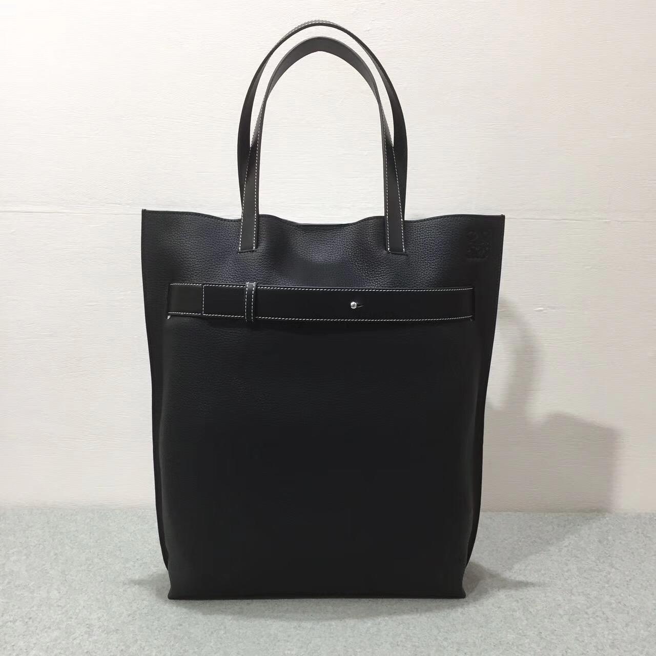 羅意威女包臺灣官網loewe Vertical Strap Tote Bag 黑色 粒面牛皮