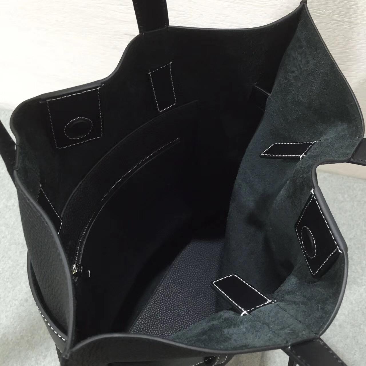 羅意威女包臺灣官網loewe Vertical Strap Tote Bag 黑色 粒面牛皮