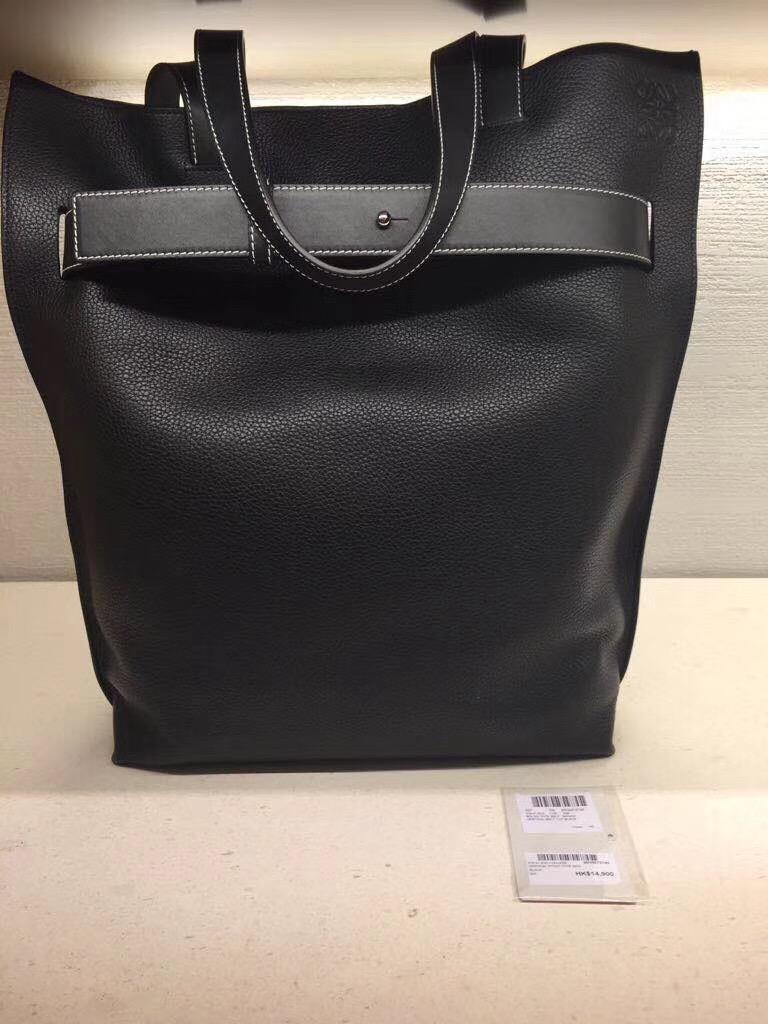 羅意威女包臺灣官網loewe Vertical Strap Tote Bag 黑色 粒面牛皮