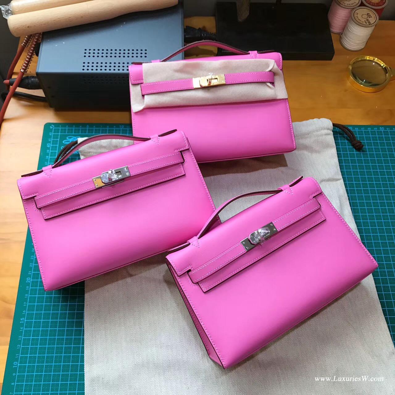 愛馬仕Hermes Mini Kelly Swift T5新糖果色银扣 類似於 紅中帶粉