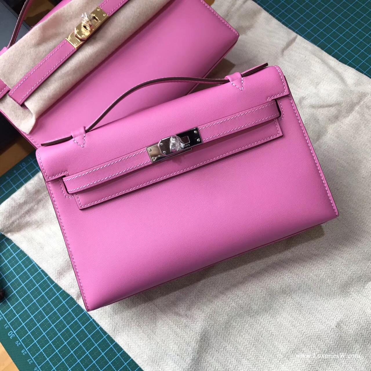 愛馬仕Hermes Mini Kelly Swift T5新糖果色银扣 類似於 紅中帶粉