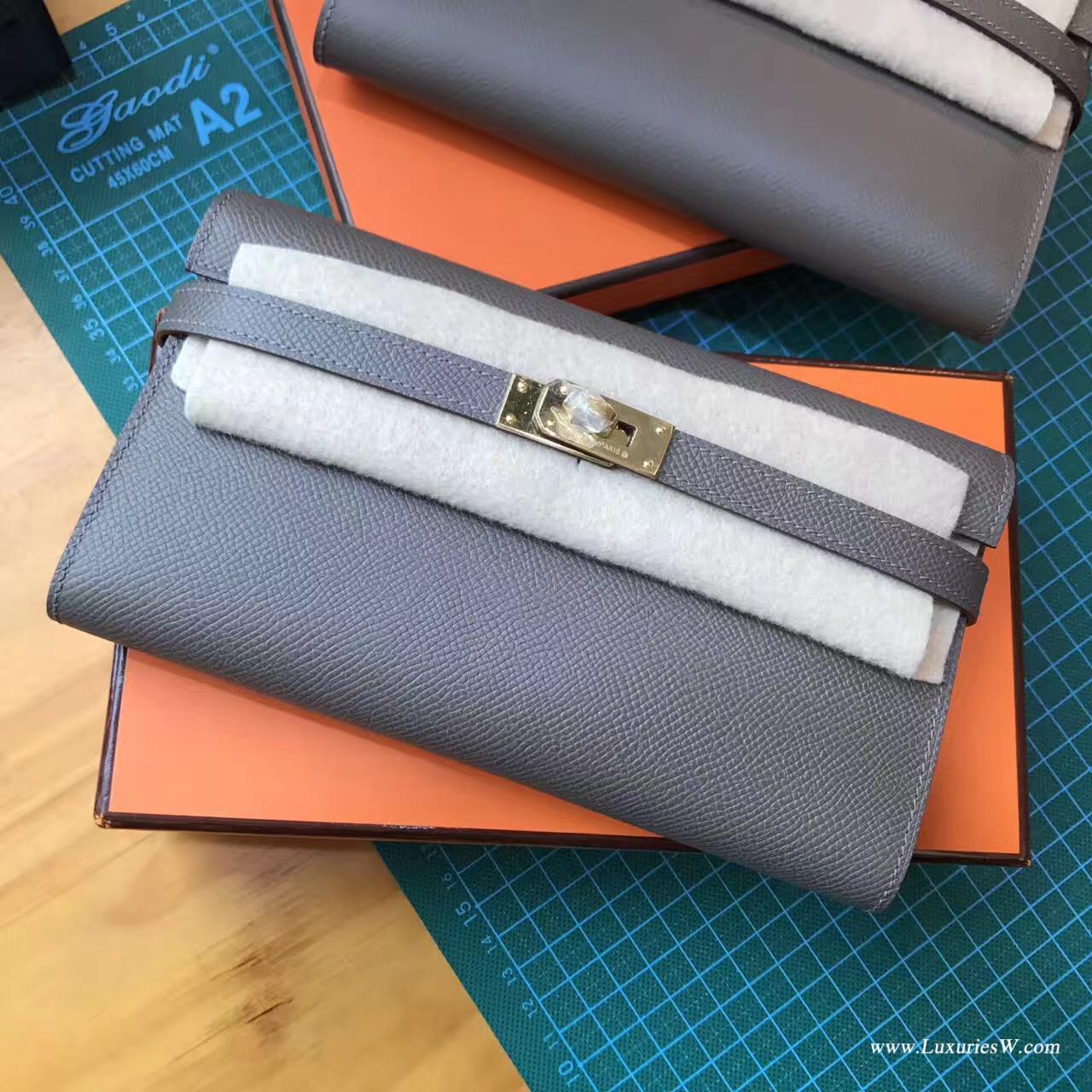 香港黃大仙區黃大仙 愛馬仕凱莉錢包 Hermes Kelly Epsom R2 Blue agate瑪瑙藍色錢夾