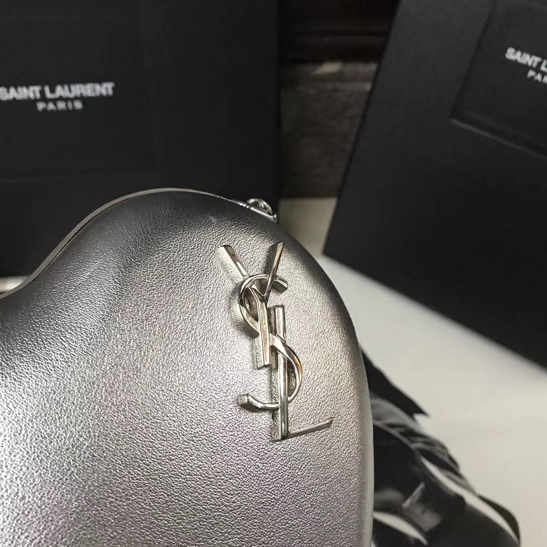 YSL SAINT LAURENT 銀色真皮心形手袋 真皮LOVE箱形袋