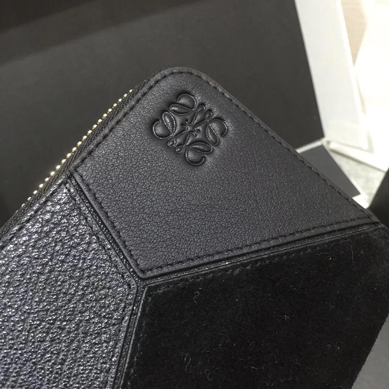羅意威包包LOEWE Puzzle Zip Around Wallet 黑色長款式拉鏈錢包