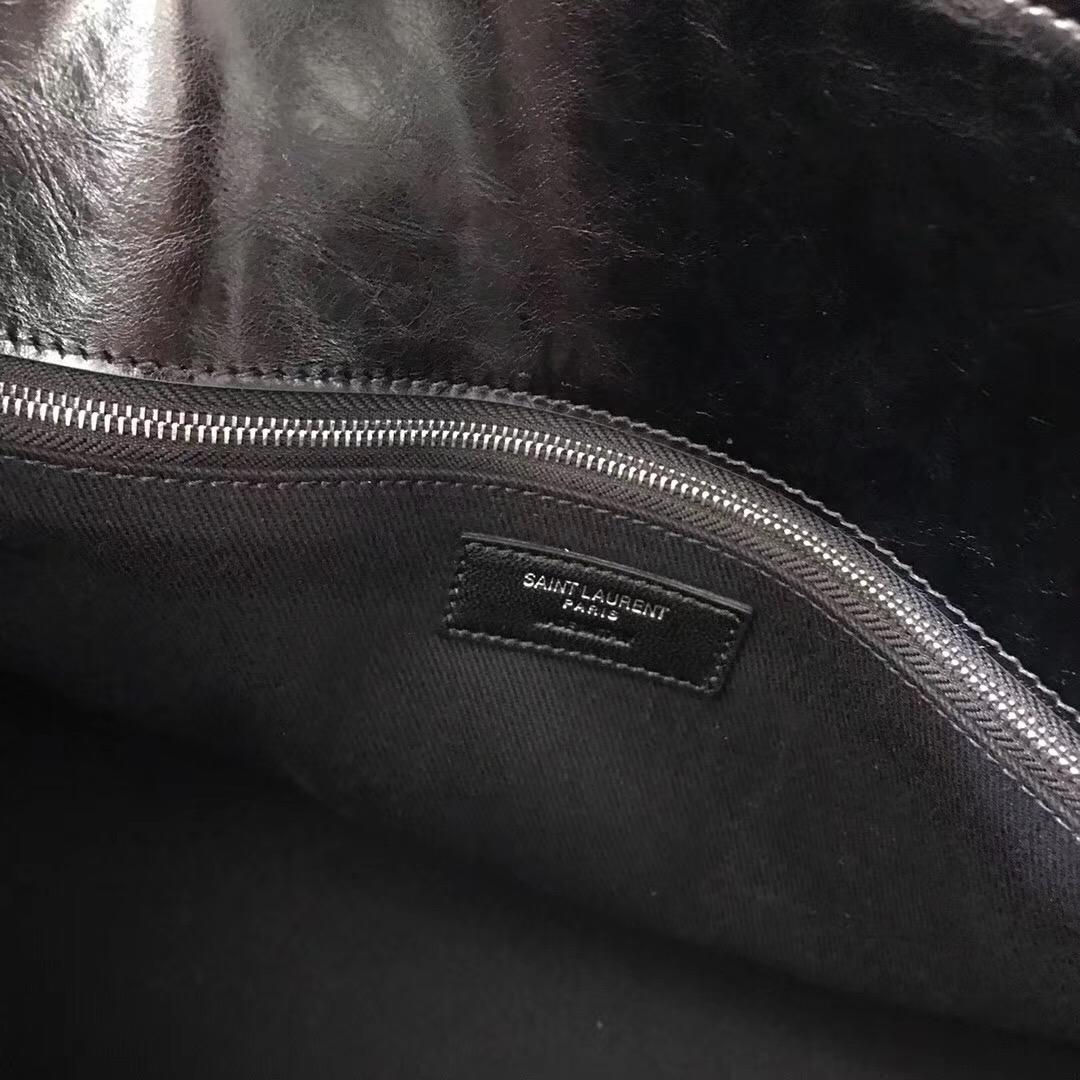 聖羅蘭 油蠟牛皮SAC DE JOUR SOUPLE 36 duffle bag in black moroder leather