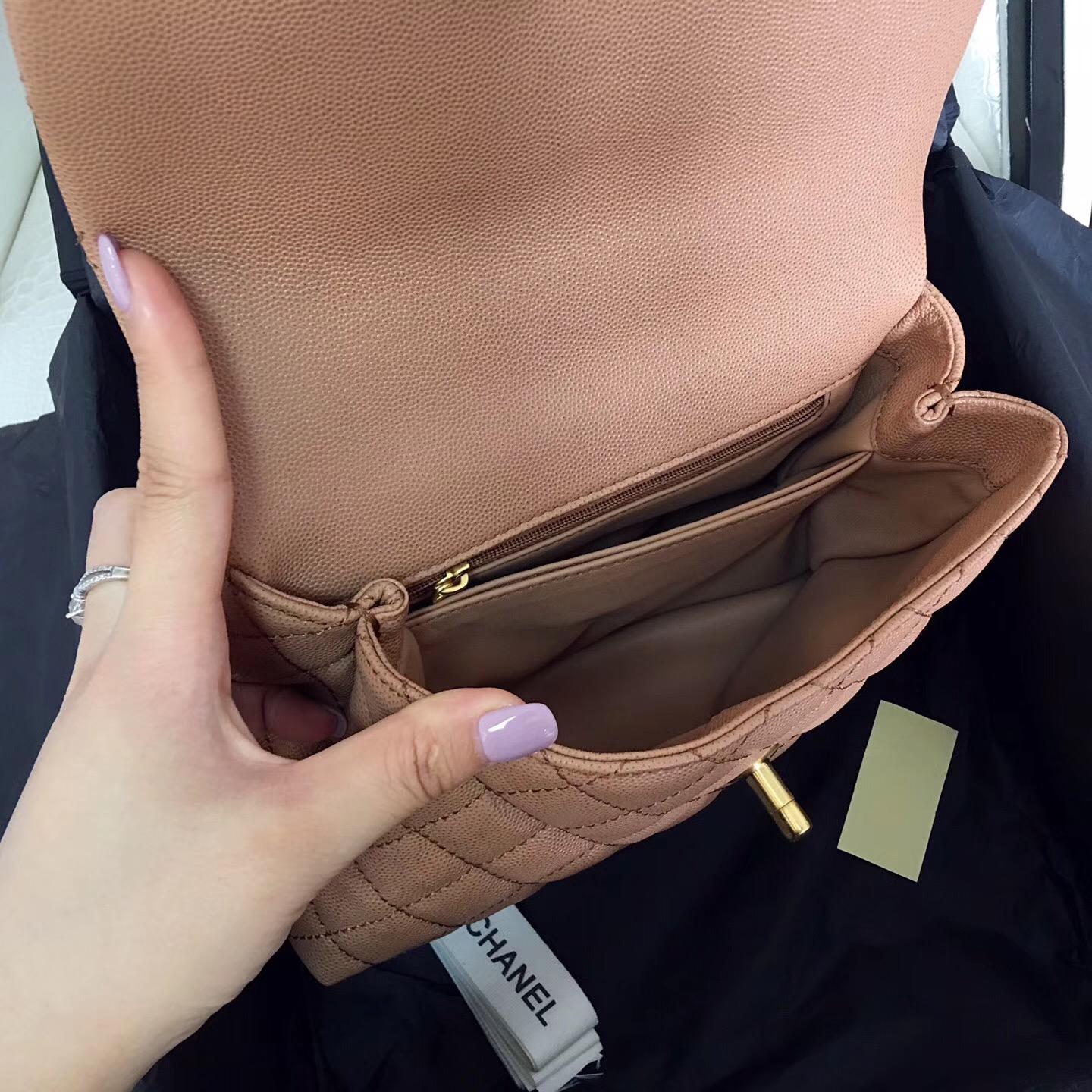 小香復古手提包coco handle bag 小號23cm 小牛皮 焦糖色手袋