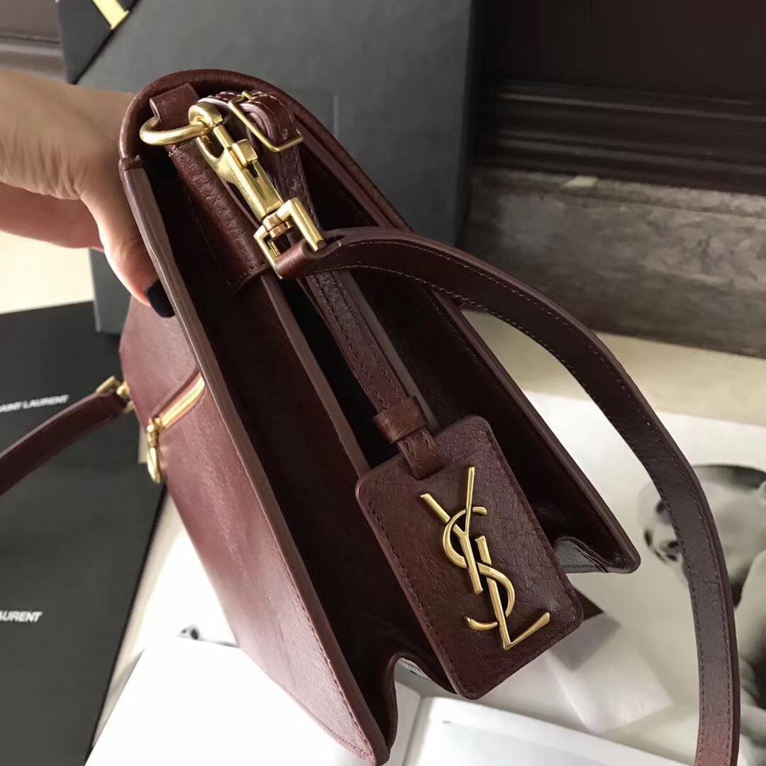 YSL NOE SAINT LAURENT crossbody bag in cognac shiny leather駱駝色