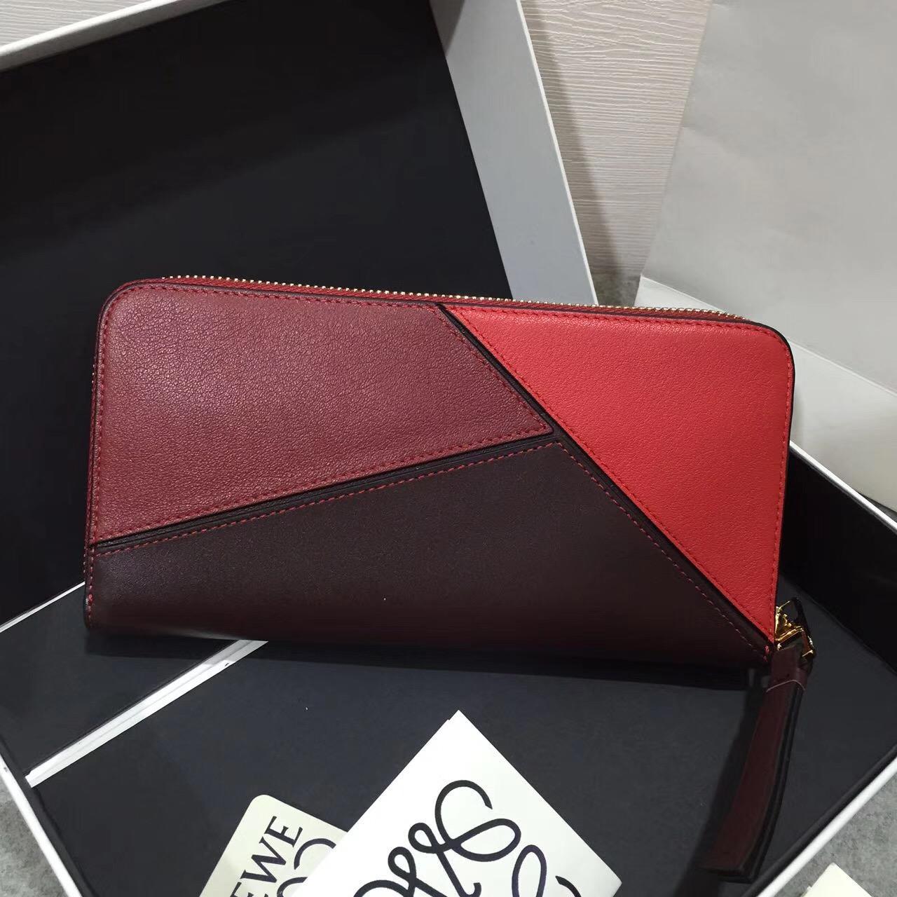 loewe Puzzle Zip Around Wallet Red Multitone 長款式拉鏈錢包