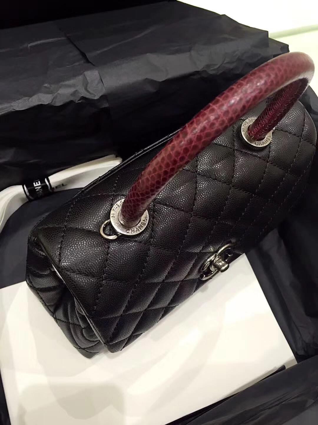小香復古手提包coco handle bag 小號23cm 小牛皮 黑色手袋