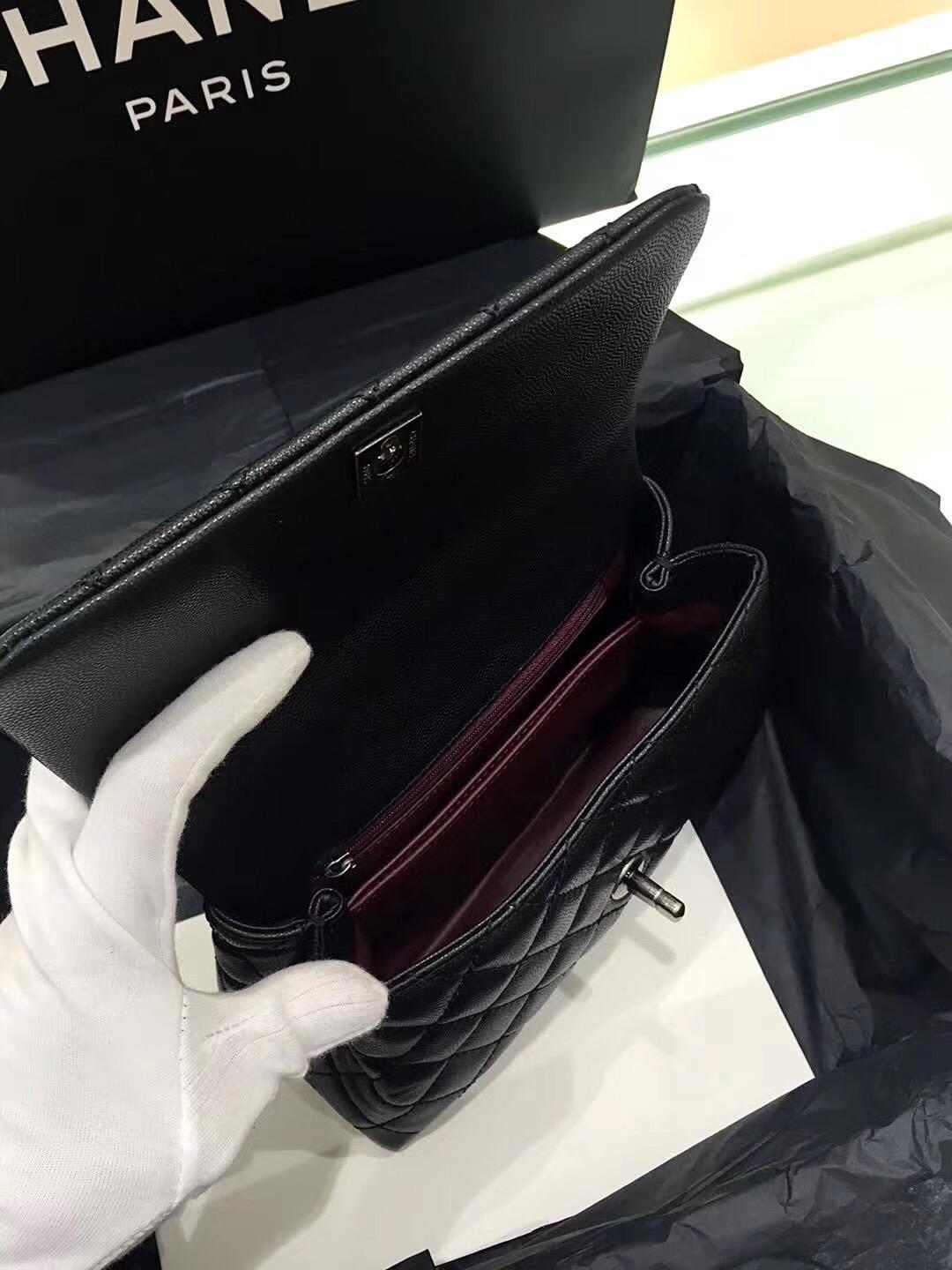 小香復古手提包coco handle bag 小號23cm 小牛皮 黑色手袋