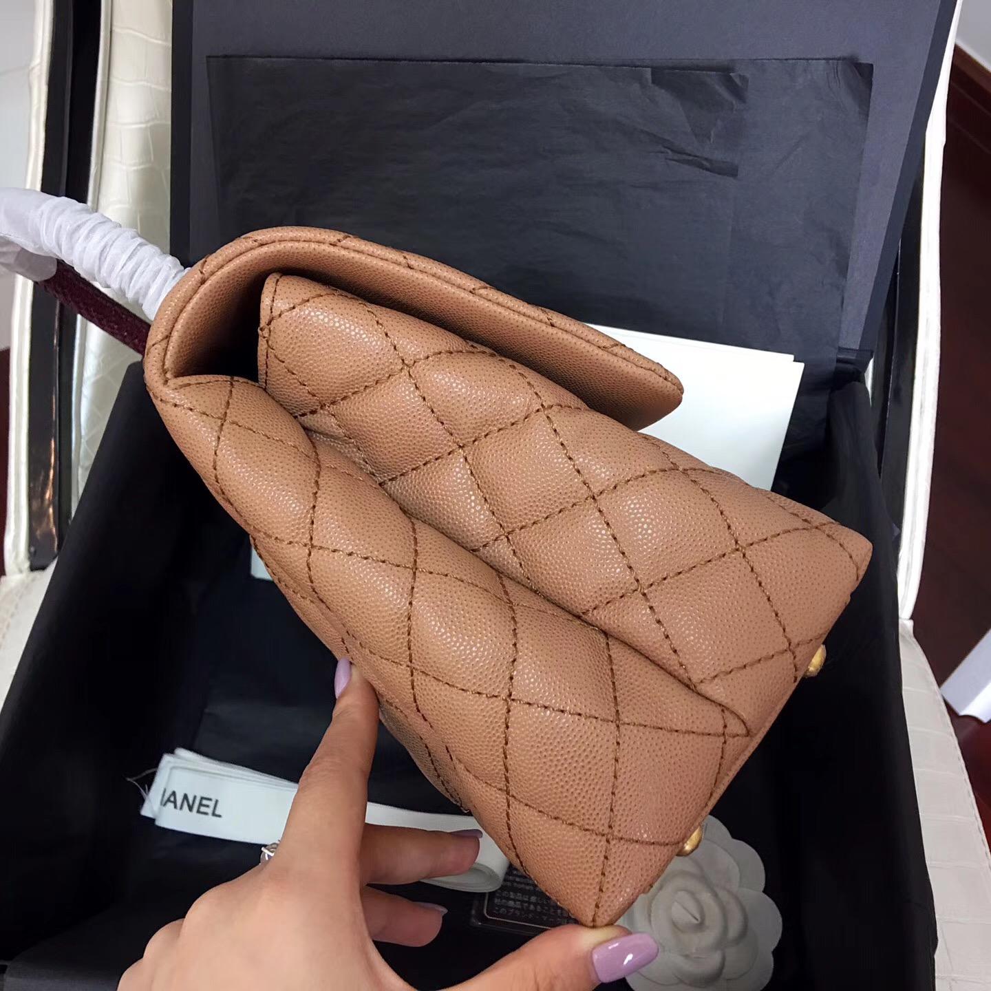 小香復古手提包coco handle bag 中號28cm 小牛皮 焦糖色手袋