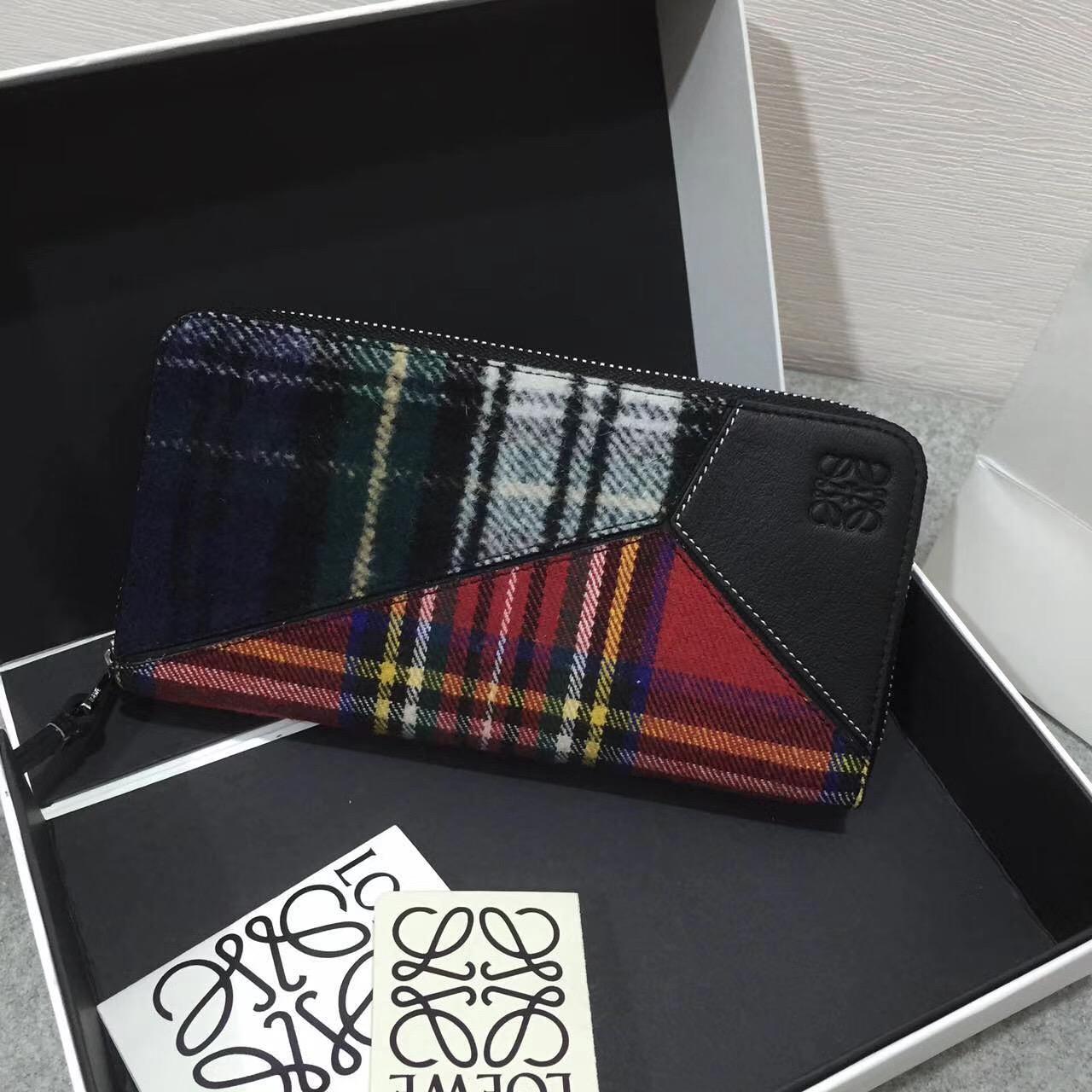 羅意威包包 Puzzle Zip Around Wallet Black/Multicolor Tartan 長款式拉鏈錢包