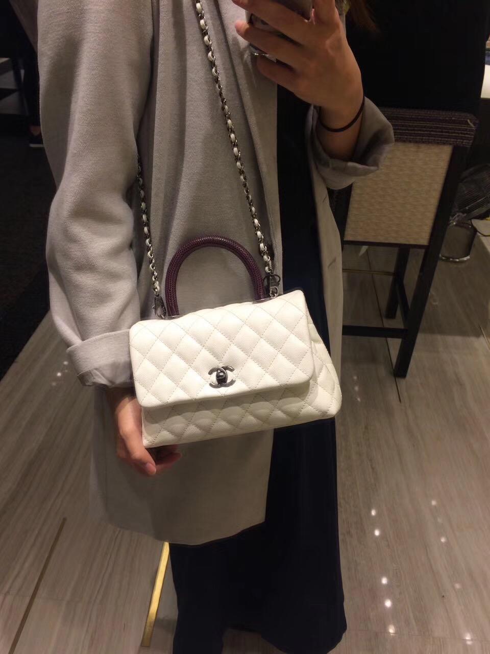 小香復古手提包coco handle bag 小號23cm 小牛皮白色手袋