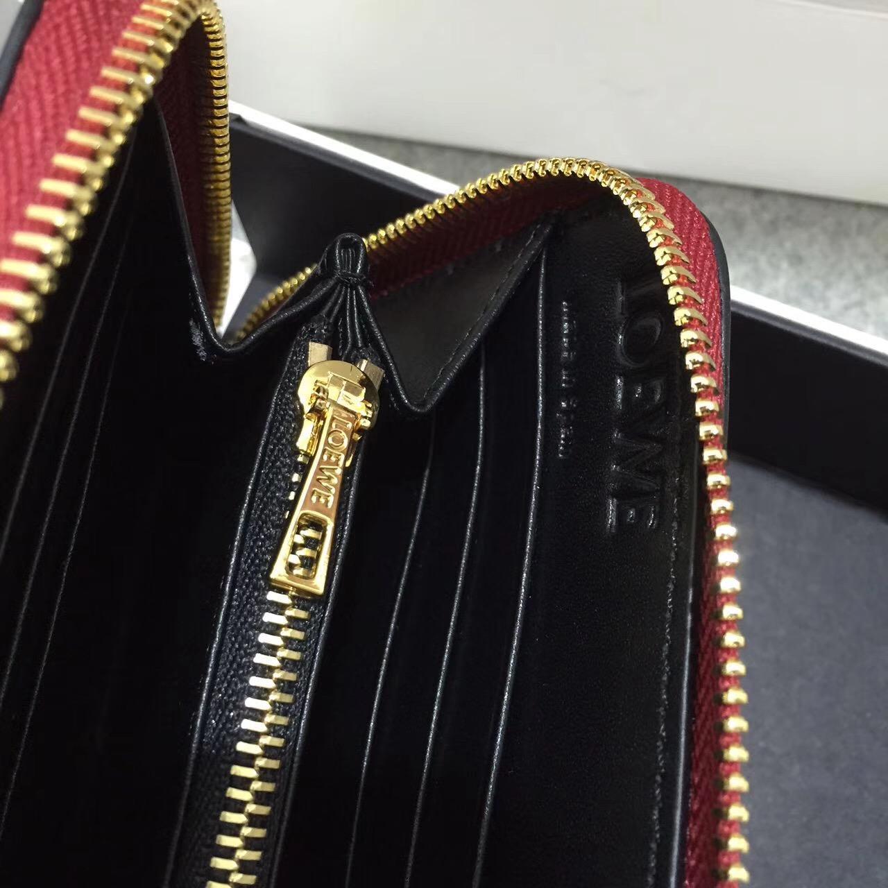 loewe Puzzle Zip Around Wallet Red Multitone 長款式拉鏈錢包