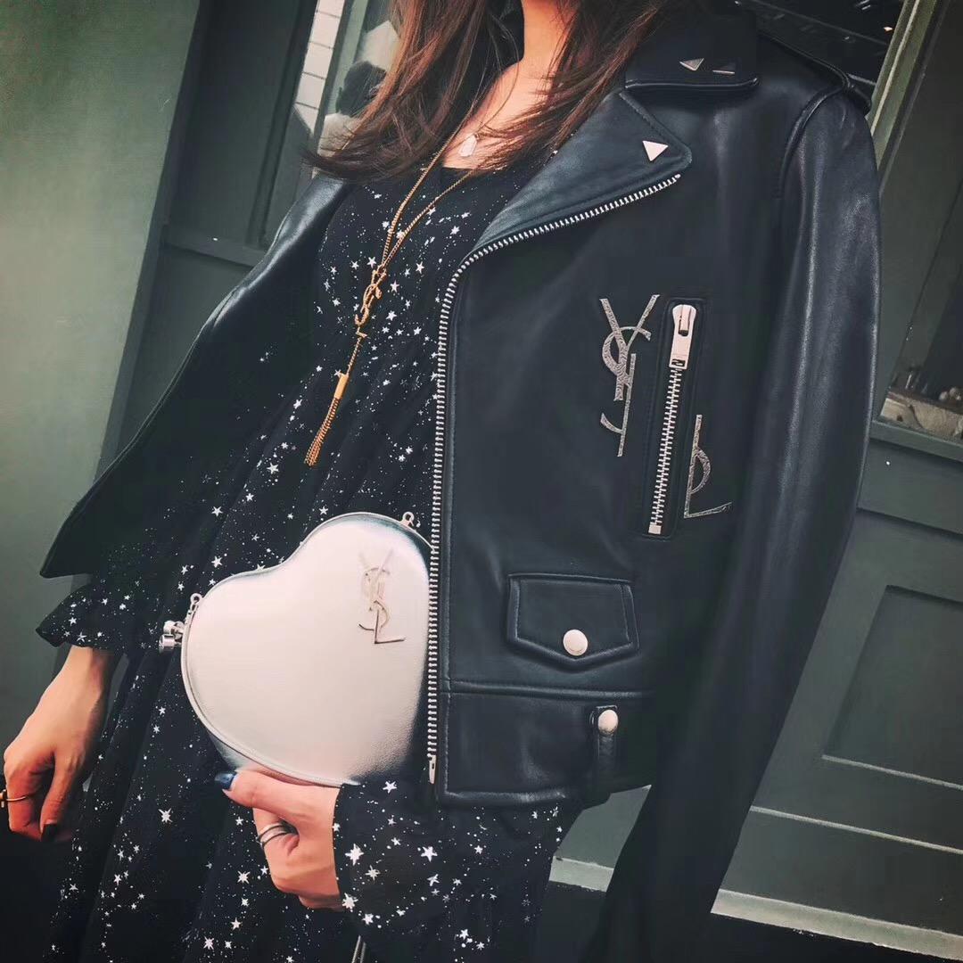 YSL SAINT LAURENT 銀色真皮心形手袋 真皮LOVE箱形袋