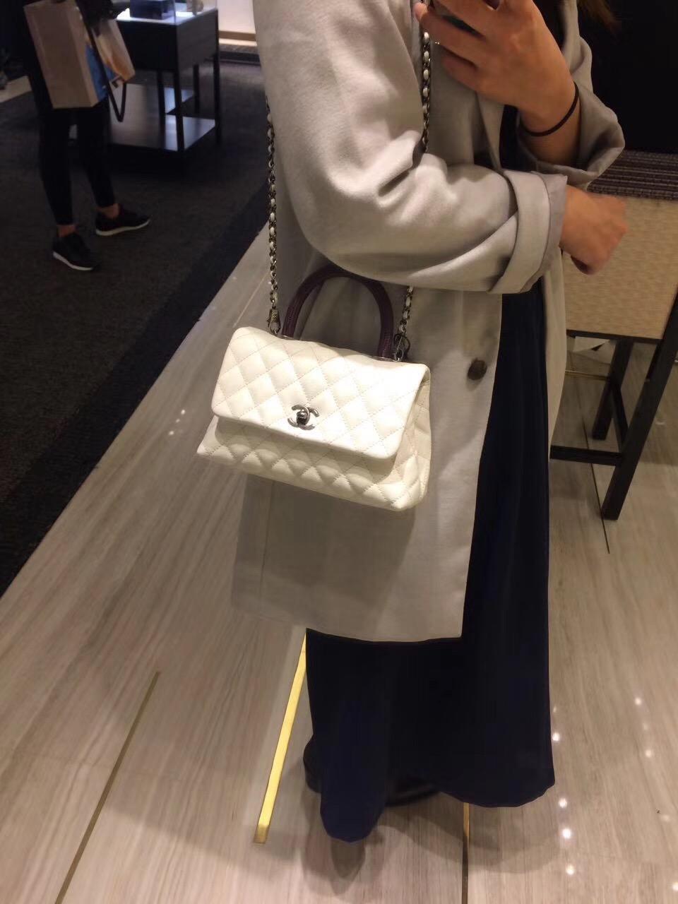 小香復古手提包coco handle bag 小號23cm 小牛皮白色手袋