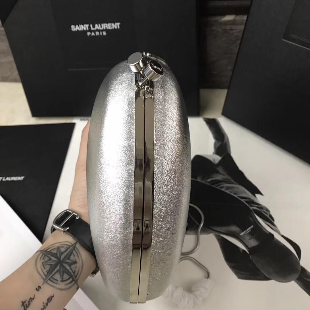 YSL SAINT LAURENT 銀色真皮心形手袋 真皮LOVE箱形袋