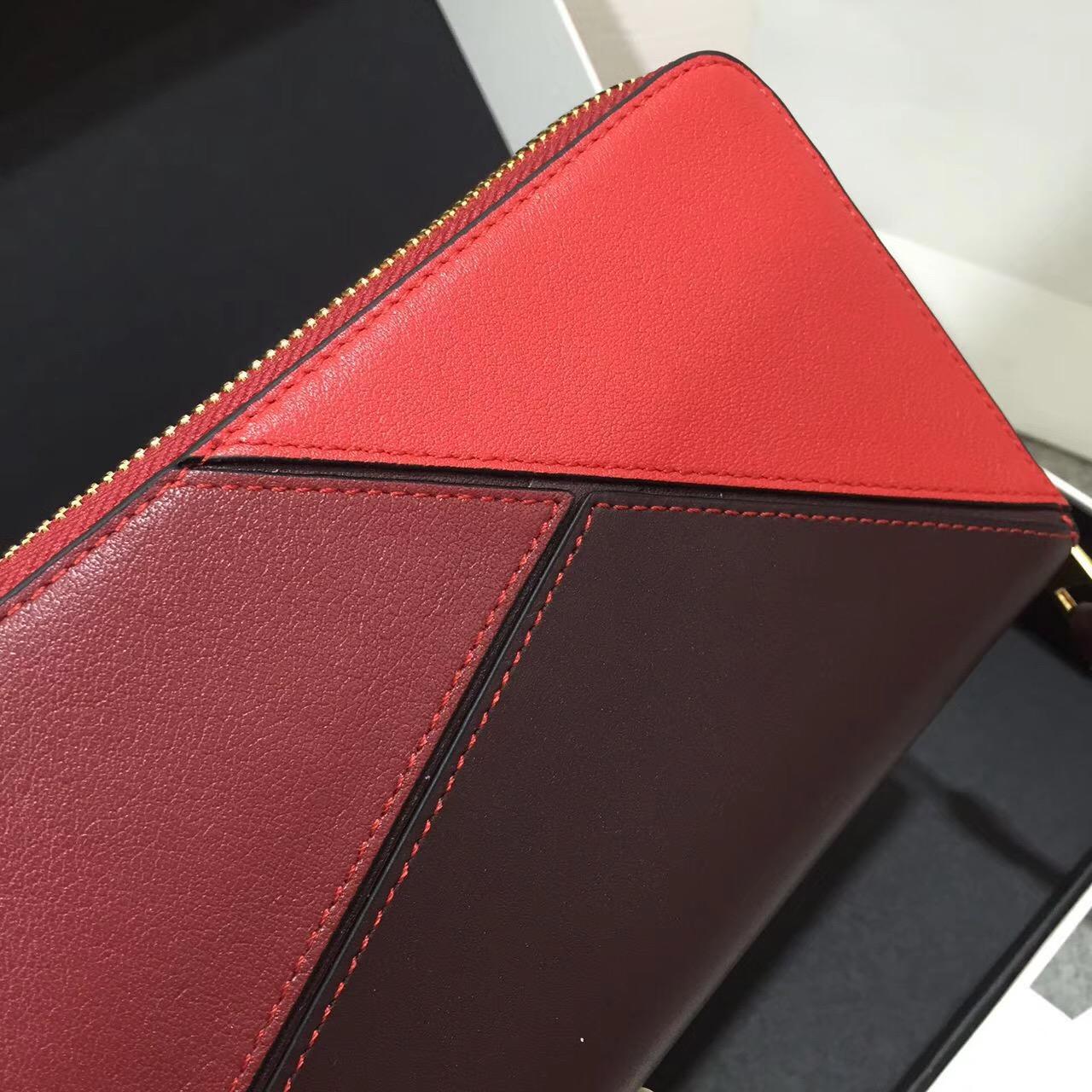 loewe Puzzle Zip Around Wallet Red Multitone 長款式拉鏈錢包