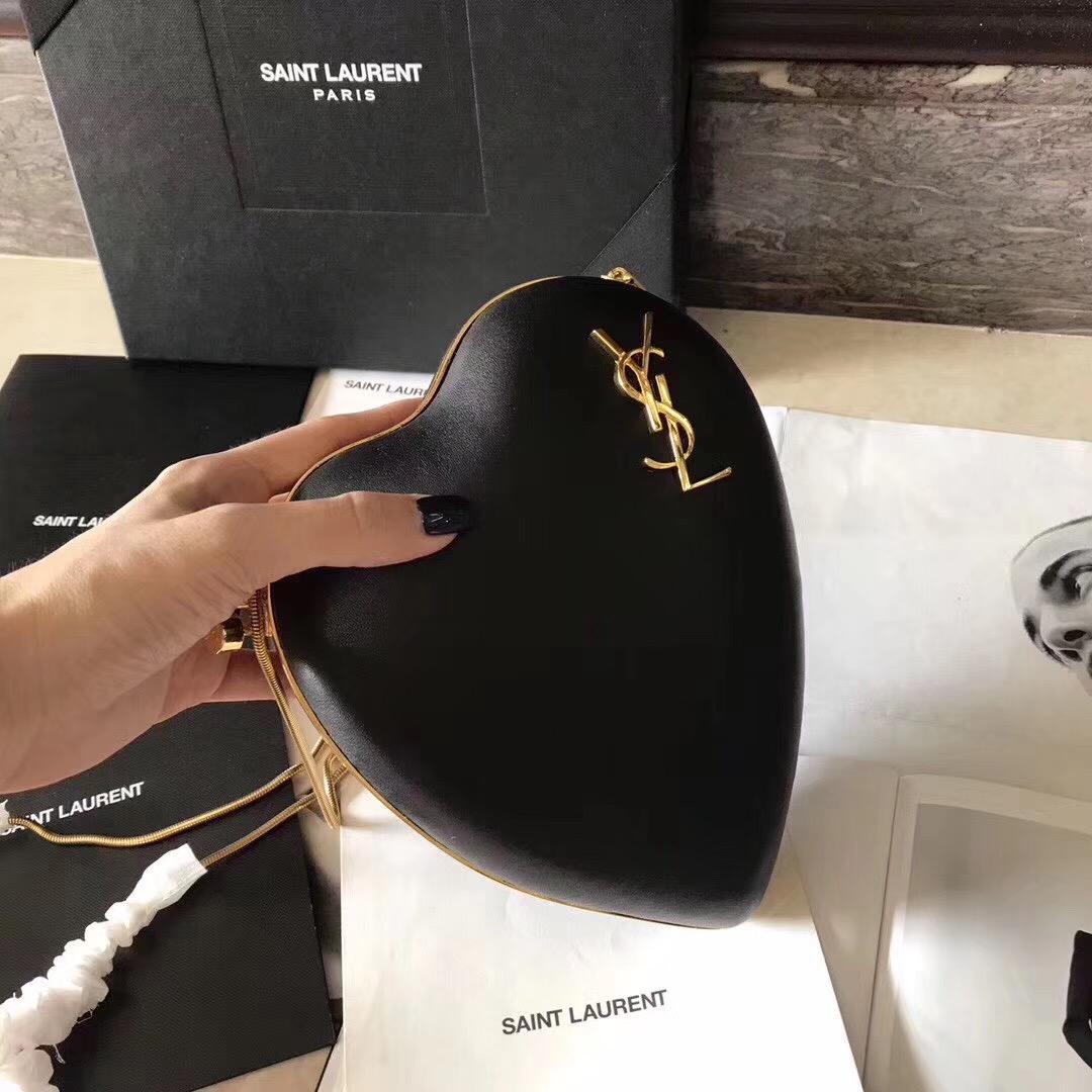 聖羅蘭YSL SAINT LAURENT 黑色真皮心形手袋 真皮LOVE箱形袋