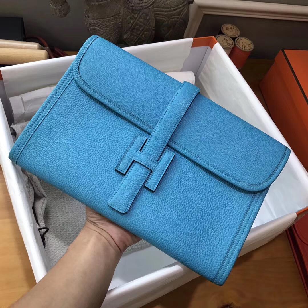 Hermes 稀缺產品 Jige手包 togo 2T Blue Paradise 天堂藍 PHW