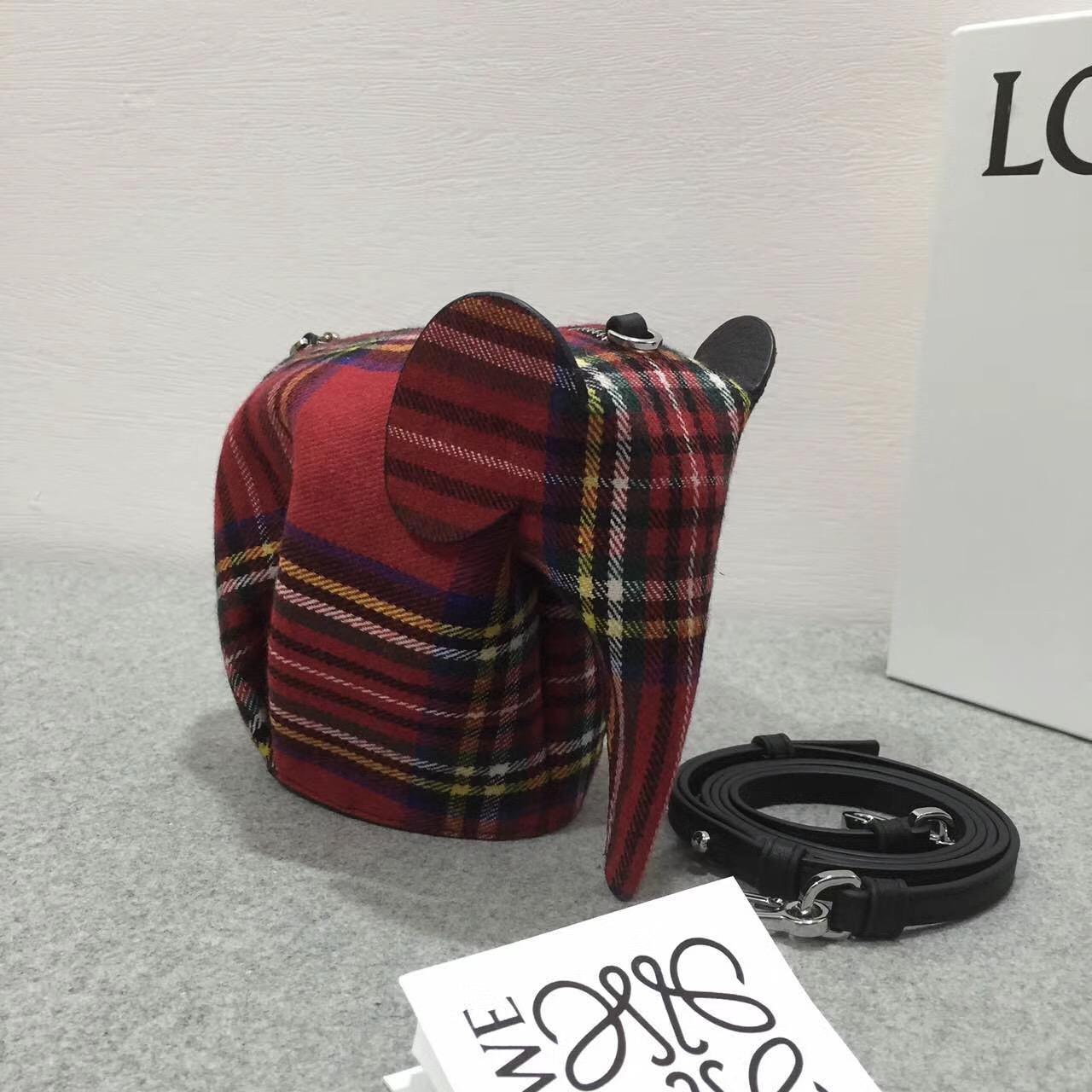 loewe羅意威 Elephant Tartan Mini Bag Red Tartan