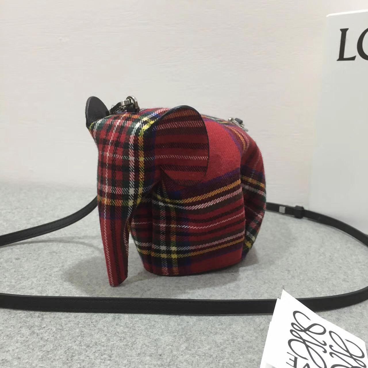 loewe羅意威 Elephant Tartan Mini Bag Red Tartan